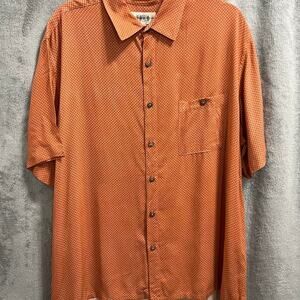 Orange short sleeve button up shirt xl by campia moda